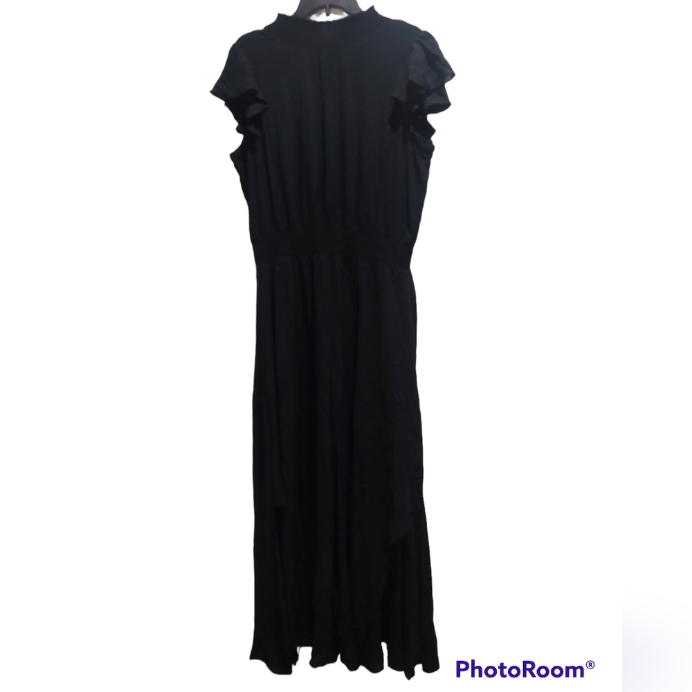 1. STATE Women's Mock Neck Flutter Short Sleeve Jumpsuit Size XL - Black GUC